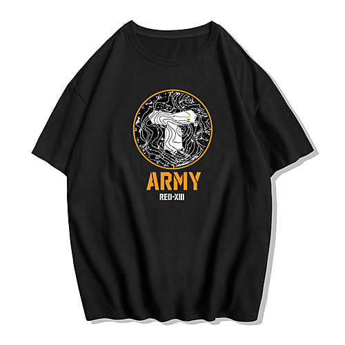 

Men's Unisex Tee T shirt Hot Stamping Graphic Prints Letter Plus Size Print Short Sleeve Street Tops Cotton Basic Designer Big and Tall Round Neck White Black Blue / Summer