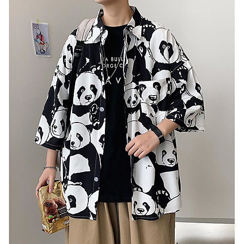 

Men's Shirt Animal 3/4 Length Sleeve Casual Tops Beach Hip-Hop Black