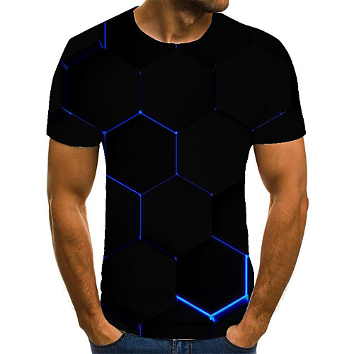 

Men's Unisex Tee T shirt 3D Print Graphic Prints Argyle Plus Size Print Short Sleeve Casual Tops Basic Fashion Designer Big and Tall Black