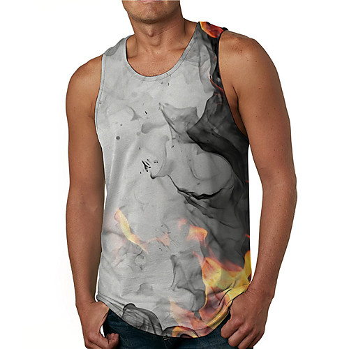 

Men's Tank Top Undershirt 3D Print Color Block Graphic Prints Print Sleeveless Daily Tops Casual Designer Big and Tall Gray