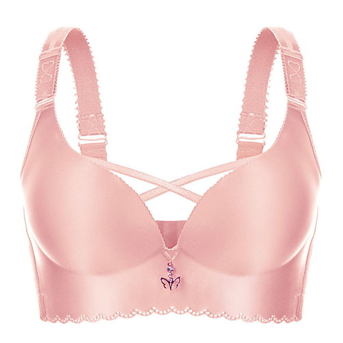 

Women's Bras & Bralettes Push-up 3/4 Cup Solid Color Sexy Wine