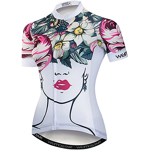 

21Grams Women's Short Sleeve Cycling Jersey Summer Spandex Polyester Red / White Floral Botanical Bike Jersey Top Mountain Bike MTB Road Bike Cycling Quick Dry Moisture Wicking Breathable Sports