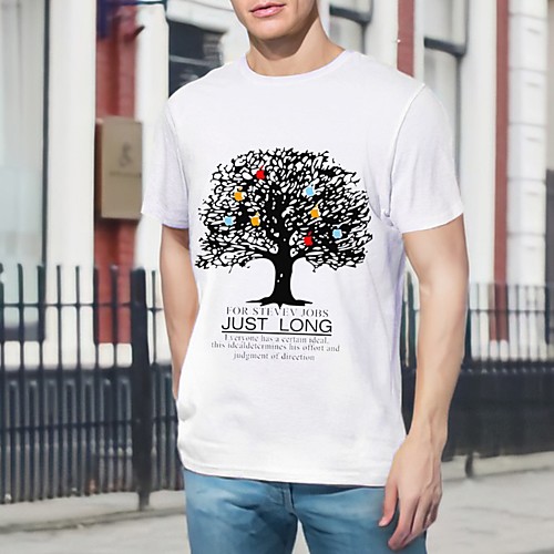 

Men's Unisex T shirt Hot Stamping Tree Plus Size Print Short Sleeve Daily Tops 100% Cotton Basic Casual Round Neck White Gray / Summer