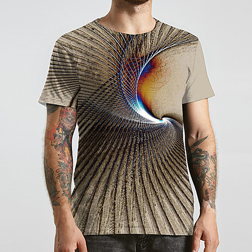 

Men's Unisex Tee T shirt 3D Print Abstract Graphic Prints Plus Size Print Short Sleeve Casual Tops Basic Designer Big and Tall Brown