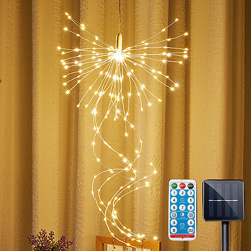 

Outdoor LED Solar Lights Waterproof Hanging Starburst Firework Light Remote Control 200LEDs Vine Branch Light Christmas Fairy String Lights Collapsible Garland Outdoor Wedding Garden Decoration Lamp