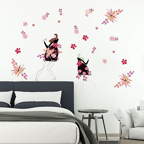 

Floral Plants Wall Stickers Study Room Bedroom Removable Pre-pasted PVC Home Decoration Wall Decal 1pc