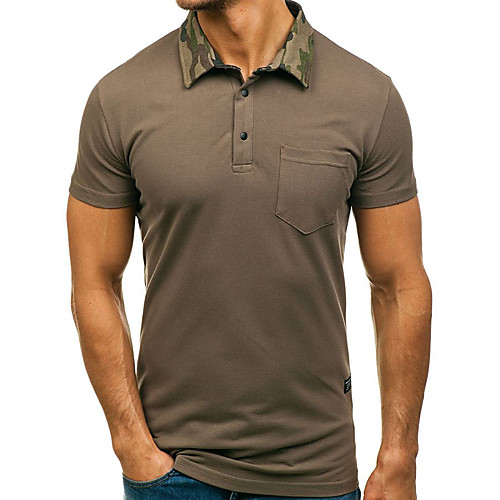 

Men's Golf Shirt Tennis Shirt non-printing Camo / Camouflage Short Sleeve Casual Tops Casual Classic White Black Brown / Summer / Work