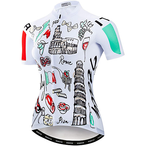 

21Grams Women's Short Sleeve Cycling Jersey Summer Spandex Polyester White Bike Jersey Top Mountain Bike MTB Road Bike Cycling Quick Dry Moisture Wicking Breathable Sports Clothing Apparel / Stretchy