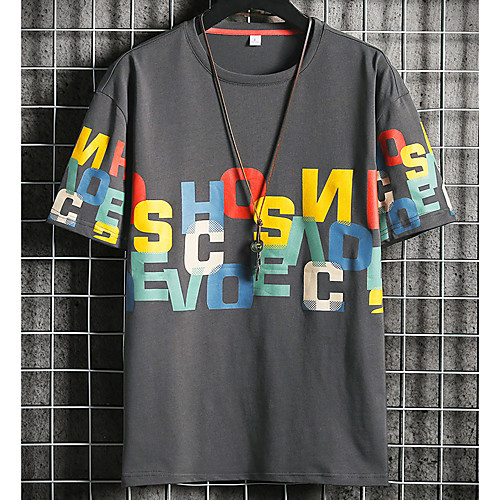 

Men's Unisex Tee T shirt Hot Stamping Graphic Prints Letter Plus Size Print Short Sleeve Casual Tops Cotton Basic Fashion Designer Big and Tall White Dark Gray