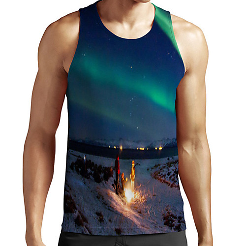 

Men's Unisex Tank Top Undershirt 3D Print Scenery Graphic Prints Plus Size Print Sleeveless Casual Tops Basic Fashion Designer Breathable Blue
