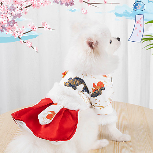 

Dog Cat Dress Dog clothes Chinoiserie Dailywear Casual / Daily Dog Clothes Puppy Clothes Dog Outfits Breathable Red Costume for Girl and Boy Dog Polyester XS S M L XL XXL
