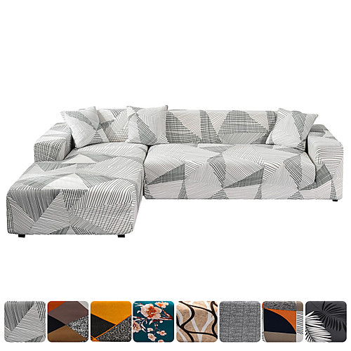 

High Quality Print Dustproof All-powerful Slipcovers Stretch L Shape Sofa Cover Super Soft Fabric Couch Cover Sofa Furniture Protector With One Free Boster Case