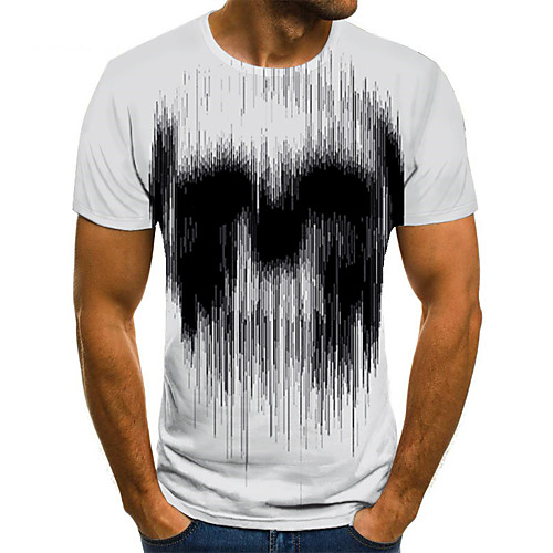 

Men's Unisex Tee T shirt 3D Print Graphic Prints Linear Plus Size Print Short Sleeve Casual Tops Basic Fashion Designer Big and Tall White