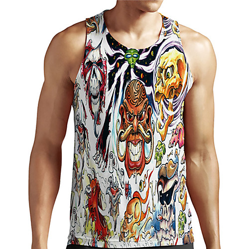 

Men's Unisex Tank Top Undershirt 3D Print Graphic Prints Skull Plus Size Print Sleeveless Casual Tops Basic Designer Big and Tall Rainbow