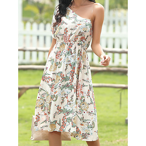 

Women's Swing Dress Midi Dress White Half Sleeve Print Spring Summer Casual / Daily 2021 M L XL 2XL 3XL