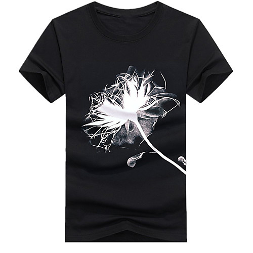 

Men's Unisex Tee T shirt Hot Stamping Floral Graphic Prints Plus Size Print Short Sleeve Casual Tops Cotton Basic Fashion Designer Big and Tall White Black