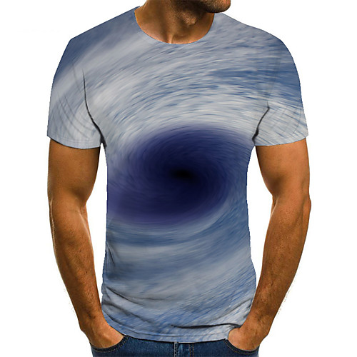 

Men's Unisex Tee T shirt 3D Print Graphic Prints Spiral Stripe Plus Size Print Short Sleeve Casual Tops Basic Fashion Designer Big and Tall Blue