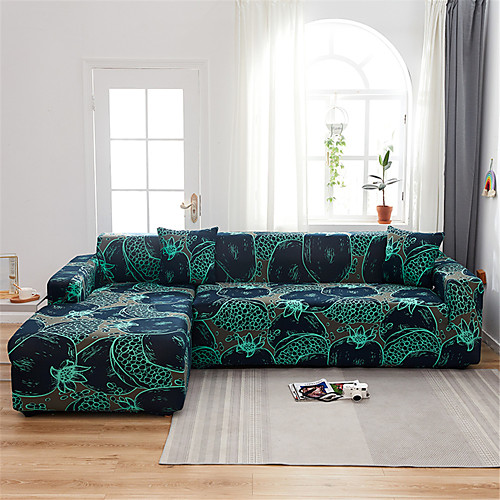 

Print Dustproof Stretch Slipcovers Stretch Sofa Cover Super Soft Fabric Couch Cover Fit For 1 to 4 Cushion Couch And L Shape Sofa (You will Get 1 Throw Pillow Case as free Gift)