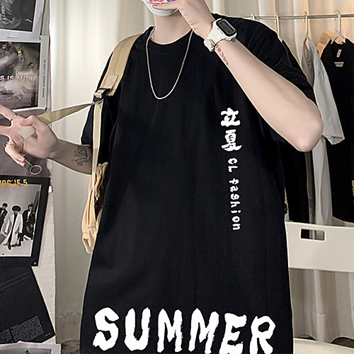 

Men's Unisex Tee T shirt Hot Stamping Graphic Prints Letter Plus Size Print Short Sleeve Casual Tops Cotton Basic Fashion Designer Big and Tall White Black Gray