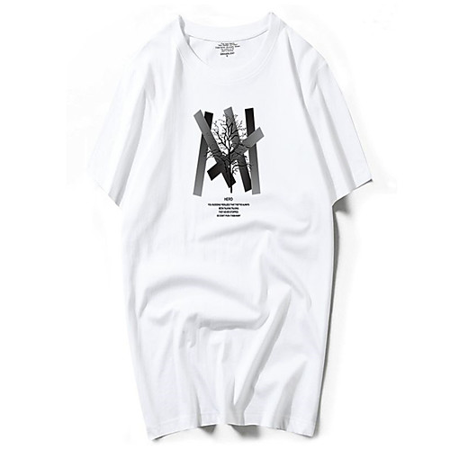 

Men's Unisex Tee T shirt Hot Stamping Graphic Prints Tree Plus Size Print Short Sleeve Casual Tops Cotton Basic Fashion Designer Big and Tall White Black Gray