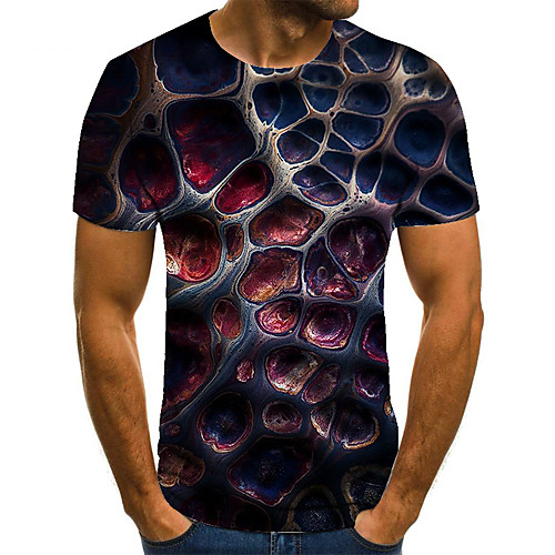 

Men's Unisex Tee T shirt Shirt 3D Print 3D Graphic Prints Plus Size Print Short Sleeve Casual Tops Basic Fashion Designer Big and Tall Round Neck Red