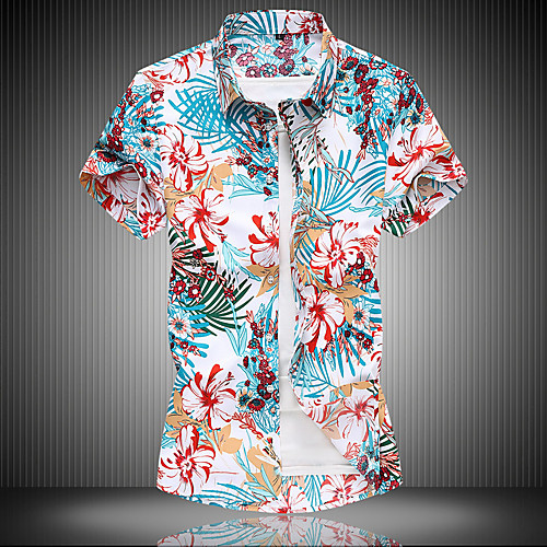 

Men's Shirt Other Prints Graphic Camo / Camouflage Plus Size Print Short Sleeve Casual Tops Simple Lightweight Tropical Comfortable Blue Navy Blue