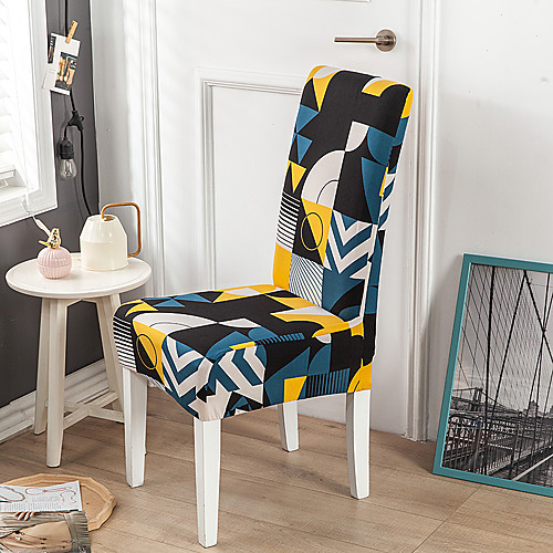 

Colorful Geometric Print Super Soft Chair Cover Stretch Removable Washable Dining Room Chair Protector Slipcovers Home Decor Dining Room Seat Cover