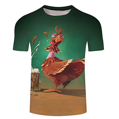 

Men's Unisex Tee T shirt 3D Print Graphic Prints Chicken Plus Size 3D Print Short Sleeve Casual Tops Basic Designer Big and Tall Blushing Pink Green Beige