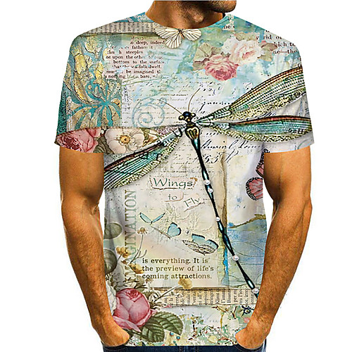 

Men's Tee T shirt 3D Print Butterfly Graphic Prints Animal Print Short Sleeve Daily Tops Casual Designer Big and Tall Blue