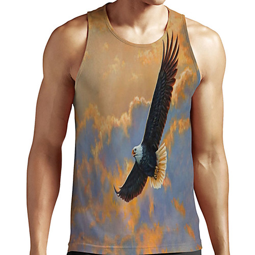 

Men's Unisex Tank Top Undershirt 3D Print Graphic Prints Eagle Plus Size Print Sleeveless Casual Tops Basic Designer Big and Tall Brown