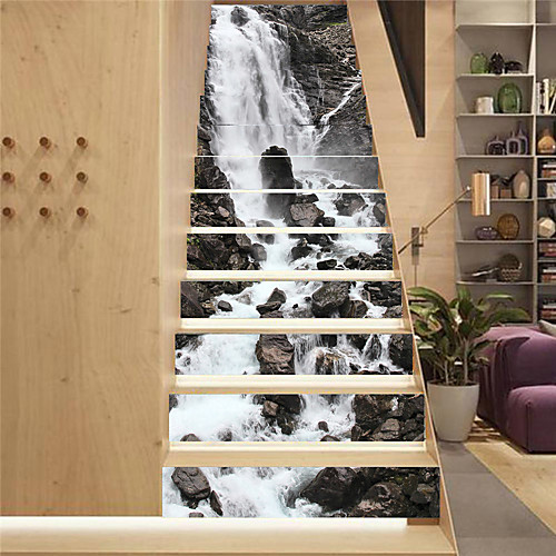 

Creative 13 Pieces Of Norwegian Trollstigen Waterfalls Scenery Staircase Stickers Renovation Repair Stickers Decorative Self-adhesive Wall Stickers