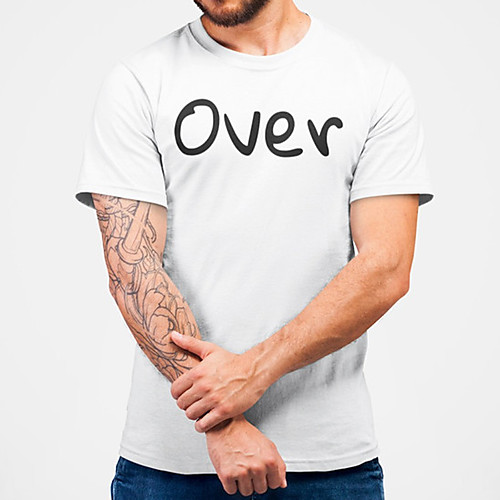 

Men's Unisex Tee T shirt Hot Stamping Graphic Prints Letter Plus Size Print Short Sleeve Casual Tops Cotton Basic Fashion Designer Big and Tall White