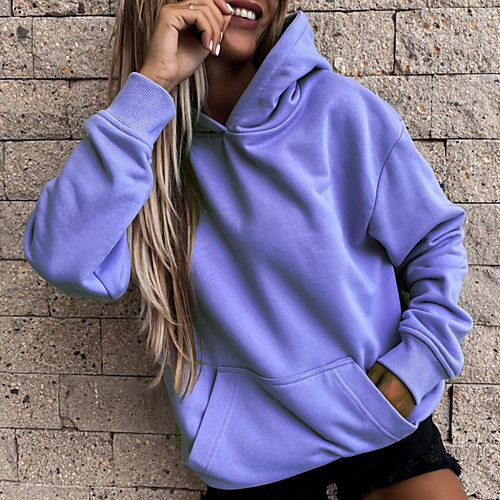 

Women's Hoodie Pullover Plain Solid Color Front Pocket Daily non-printing Casual Hoodies Sweatshirts Loose Purple Blushing Pink Khaki