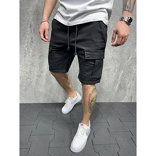 

Men's Stylish Shorts Pants Solid Color Black Red Khaki Light gray