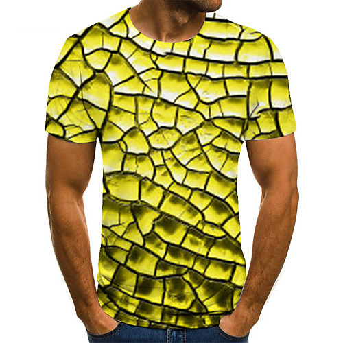 

Men's Unisex Tee T shirt 3D Print Graphic Prints Waves Plus Size Print Short Sleeve Casual Tops Basic Fashion Designer Big and Tall Yellow