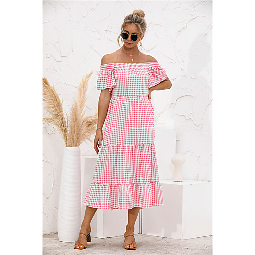 

Women's A Line Dress Midi Dress Blue Yellow Black Red Rose Red Sleeveless Square Summer Casual 2021 S M L XL