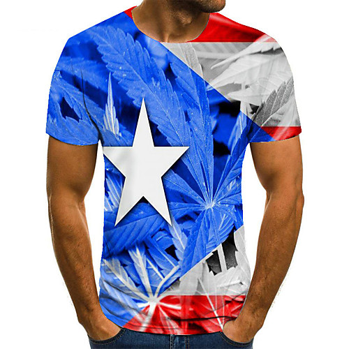 

Men's Unisex Tee T shirt 3D Print Graphic Prints Flag Plus Size Print Short Sleeve Casual Tops Basic Fashion Designer Big and Tall Blue