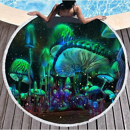

Multi Purpose Beach Towel,Superfine Fibre Round Colorful Universe/Planet Patterned Silk Scarf,Sand Free Towel, for Travel, Camping, Pool, Outdoor or Picnic