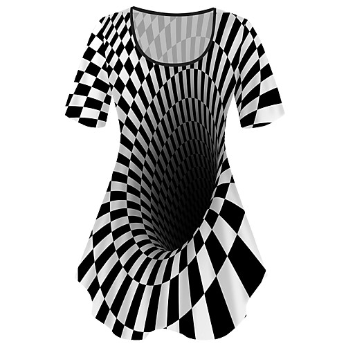 

Women's Plus Size Tops T shirt Graphic 3D Print Short Sleeve Crewneck Basic Black Big Size XL XXL 3XL 4XL 5XL