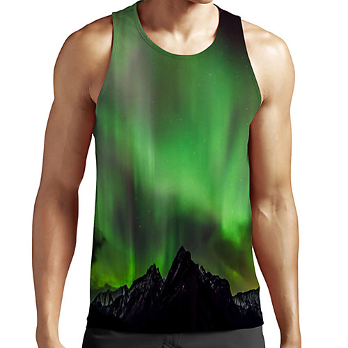 

Men's Unisex Tank Top Undershirt 3D Print Scenery Graphic Prints Plus Size Print Sleeveless Casual Tops Basic Fashion Designer Breathable Green