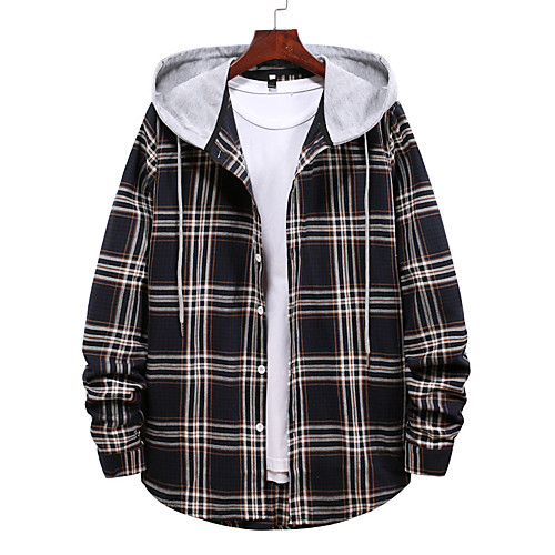 

Men's Shirt non-printing Tartan Long Sleeve Casual Tops Casual Soft Breathable Wine Khaki Black