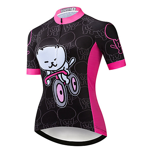 

21Grams Women's Short Sleeve Cycling Jersey Summer Spandex Polyester Black Cat Animal Bike Jersey Top Mountain Bike MTB Road Bike Cycling Quick Dry Moisture Wicking Breathable Sports Clothing Apparel