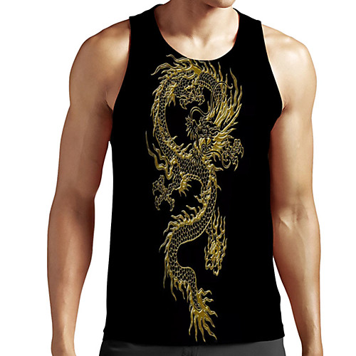 

Men's Unisex Tank Top Undershirt Shirt 3D Print Dragon Graphic Prints Plus Size Print Sleeveless Casual Tops Basic Designer Big and Tall Round Neck Black / Summer