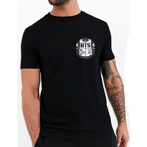 

Men's Unisex Tee T shirt Hot Stamping Graphic Prints Letter Plus Size Print Short Sleeve Casual Tops Cotton Basic Fashion Designer Big and Tall Black