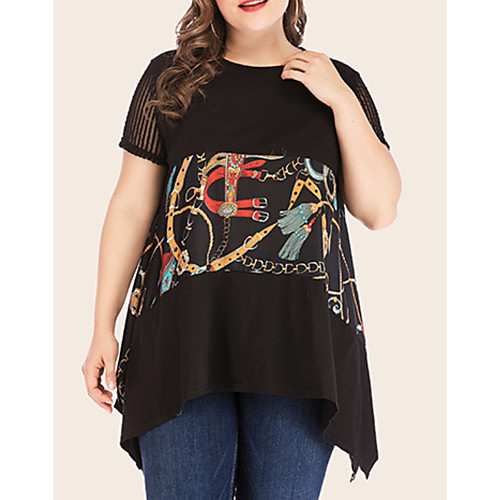 

Women's Plus Size Tops T shirt Abstract Short Sleeve Crewneck Blue Red Big Size XL XXL 3XL 4XL 5XL