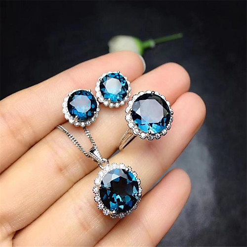 

Women's Blue Cubic Zirconia Jewelry Set Earrings Set Geometrical Flower Crown Flower Shape Artistic Fashion Classic Trendy Sweet Imitation Pearl Rhinestone Earrings Jewelry Silver For Christmas Party