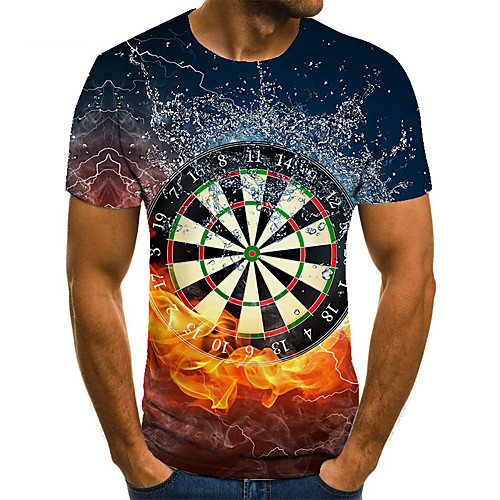 

Men's Unisex Tee T shirt 3D Print Graphic Prints Darts Plus Size Print Short Sleeve Casual Tops Basic Fashion Designer Big and Tall Blue