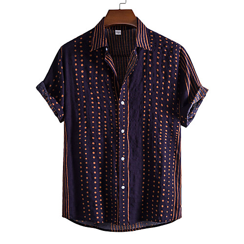 

Men's Shirt Polka Dot Striped Button-Down Short Sleeve Casual Tops Casual Fashion Breathable Comfortable Purple / Beach