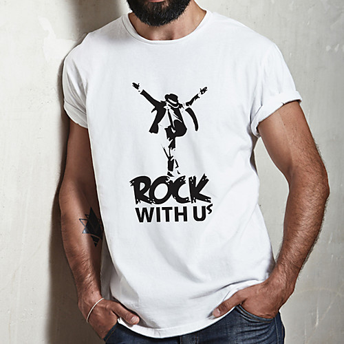 

Men's Unisex Tee T shirt Hot Stamping Graphic Prints Portrait Letter Plus Size Print Short Sleeve Casual Tops Cotton Basic Fashion Designer Big and Tall White