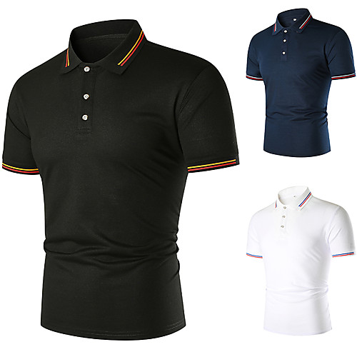 

Men's Golf Shirt Tennis Shirt non-printing Color Block Patchwork Short Sleeve Casual Slim Tops Basic White Black Navy Blue